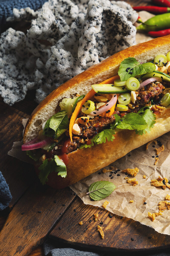 En baguette med mungbits